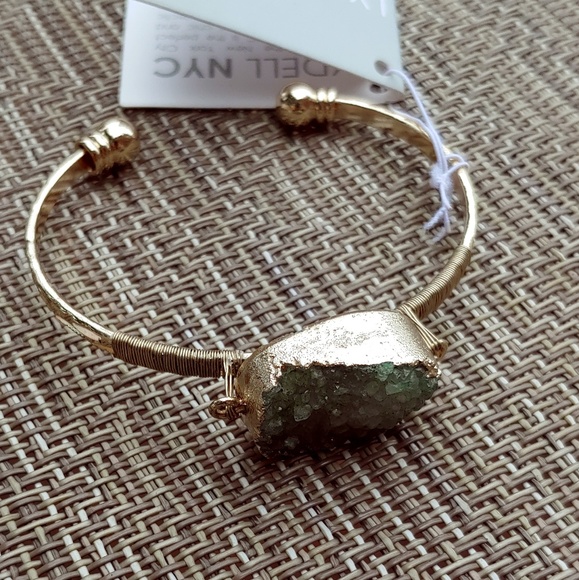 Retired Unique Druzy Green Quartz Cuff Bracelet - Picture 4 of 6